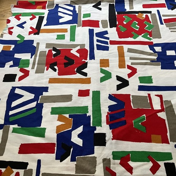 Cranston Print Works Aswartz Liebman Tex Cotton Fabric Geometric Primary Colored - Picture 8 of 15